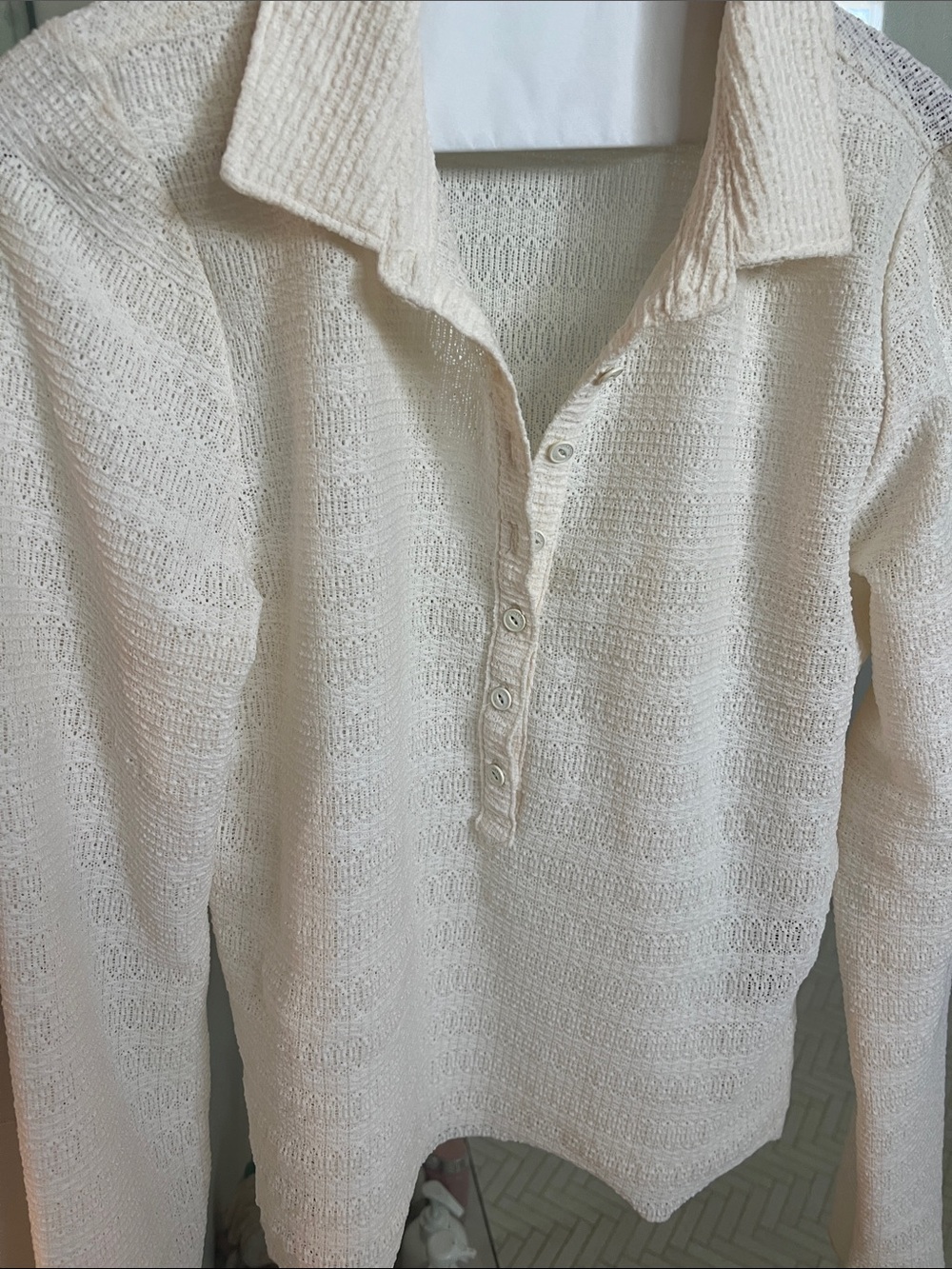 rag & bone Cream Knit Polo Sweater